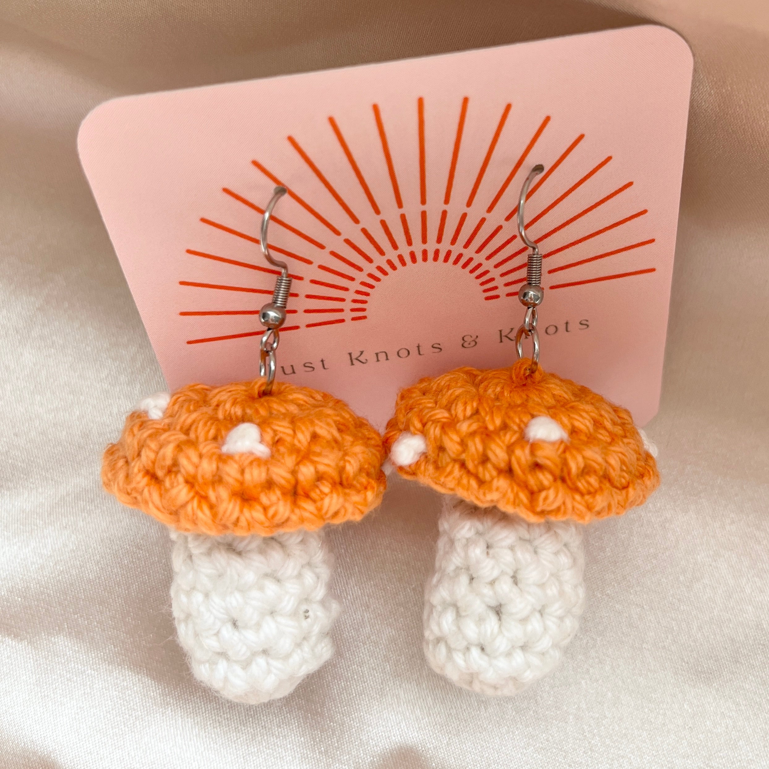 Crochet cheap mushroom earrings